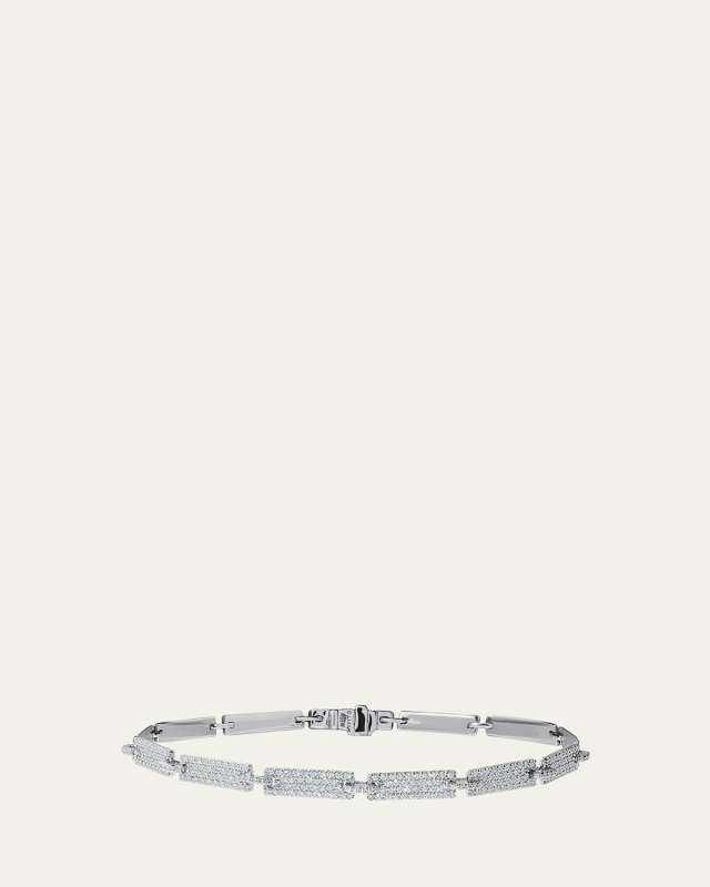 14K White Gold Diamond Tag Bracelet, 7"L